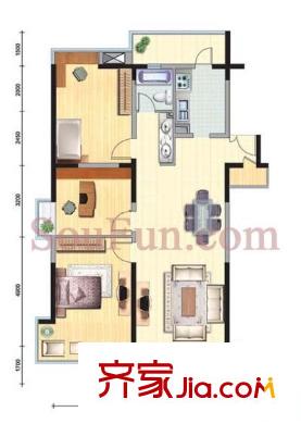 蔚藍(lán)之都戶型圖戶型圖  3室 3室2廳1衛(wèi)1廚