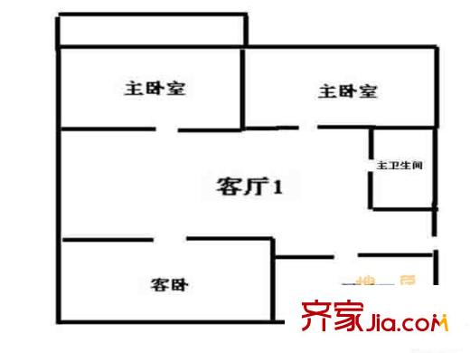 金陵世家戶型圖戶型圖 3室 3室1廳1衛(wèi)1廚