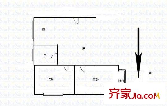 高云嶺住宅戶型圖 戶型圖 2室 2室1廳1衛(wèi)1廚