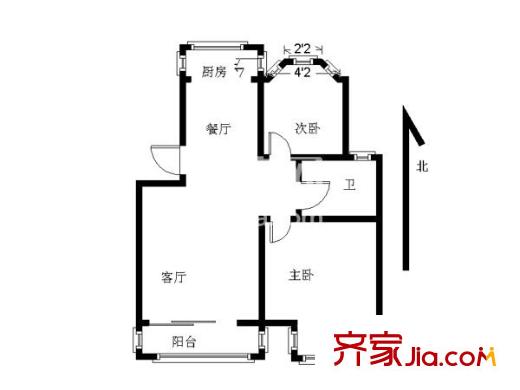 銀城寶船聽濤戶型圖戶型圖 2室 2室1廳1衛(wèi)1廚