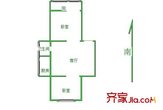 莫愁新村戶型圖戶型圖 2室 2室1廳1衛(wèi)1廚