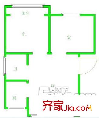 蘇寧樂瑰園戶型圖戶型圖 2室 2室1廳1衛(wèi)1廚
