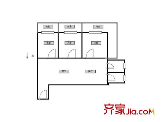 百子亭戶型圖戶型圖 3室 3室1廳1衛(wèi)1廚