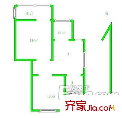 臺城花園戶型圖戶型圖 2室 2室1廳1衛(wèi)1廚