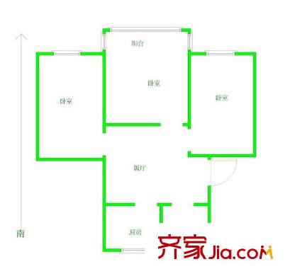 臺城花園戶型圖戶型圖 3室 3室1廳1衛(wèi)1廚