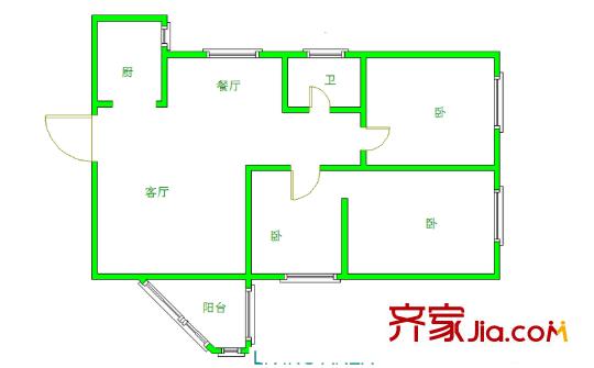 金盾公寓戶型圖戶型圖 3室 3室2廳1衛(wèi)1廚