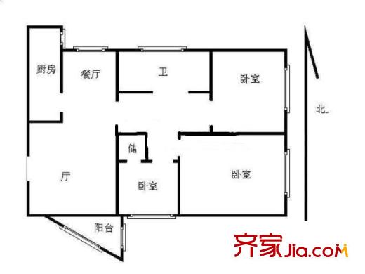 金盾公寓戶型圖戶型圖 3室 3室2廳1衛(wèi)