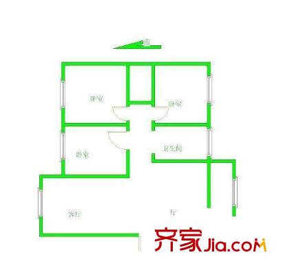 鴻仁名居戶型圖戶型圖 3室 3室2廳1衛(wèi)1廚