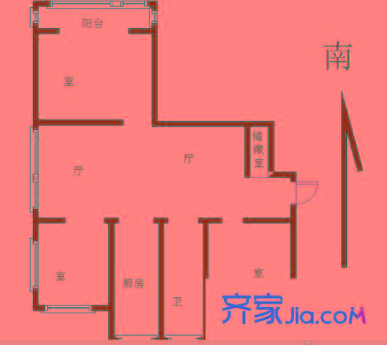 清涼山莊戶型圖戶型圖 3室 3室2廳1衛(wèi)1廚