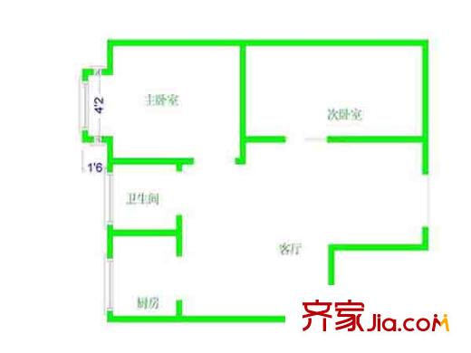 清涼山莊戶型圖戶型圖 2室 2室1廳1衛(wèi)1廚