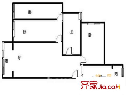 金陵名人居戶型圖戶型圖 3室 3室1廳1衛(wèi)1廚