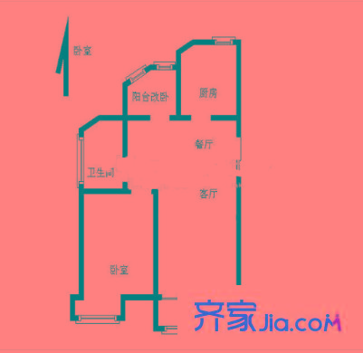 奧體新城木樨園戶型圖戶型圖 2室 2室1廳1衛(wèi)1廚