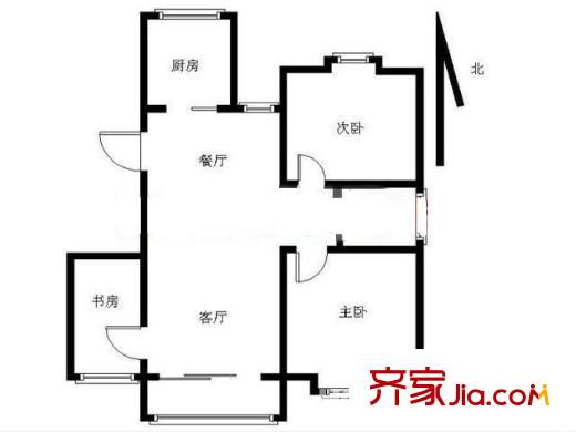 奧體新城木樨園戶型圖戶型圖 3室 3室2廳1衛(wèi)1廚