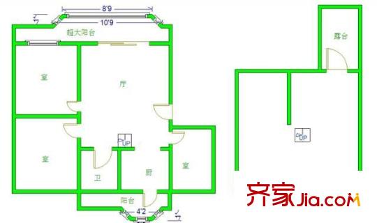 紫薇花園戶型圖戶型圖 3室 3室1廳1衛(wèi)1廚