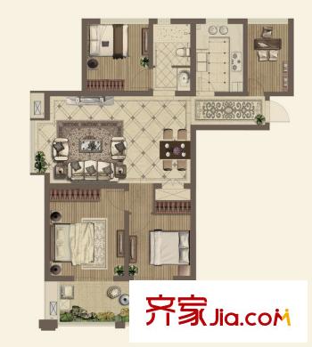 銀城聚澤園戶型圖戶型圖 4室 4室2廳1衛(wèi)1廚