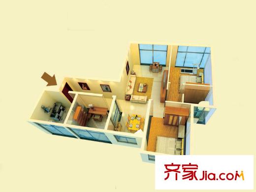 綠島印象戶型圖A1戶型 3室2廳1衛(wèi)1廚