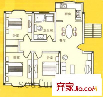 芙蓉園戶型圖戶型圖3室 3室2廳1衛(wèi)1廚