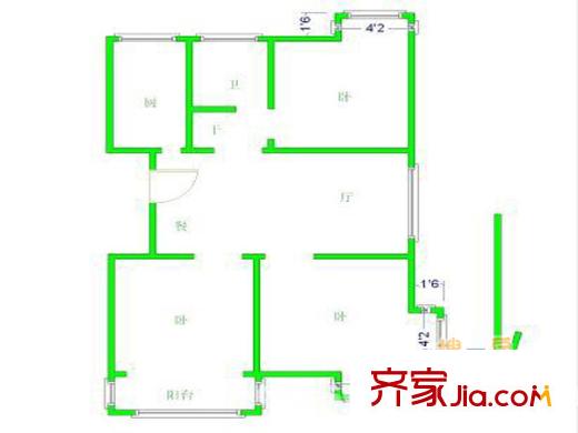 北城嘉園戶型圖戶型圖 3室 3室2廳1衛(wèi)1廚