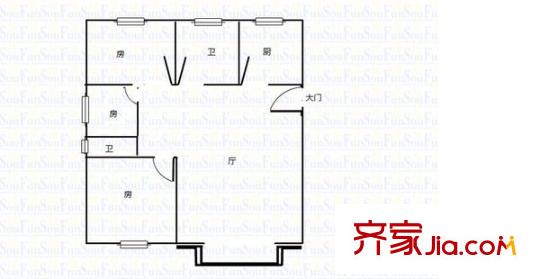 北城嘉園戶型圖戶型圖 3室 3室2廳2衛(wèi)1廚