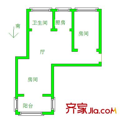 佛心橋住宅戶型圖 戶型圖 2室 2室1廳1衛(wèi)