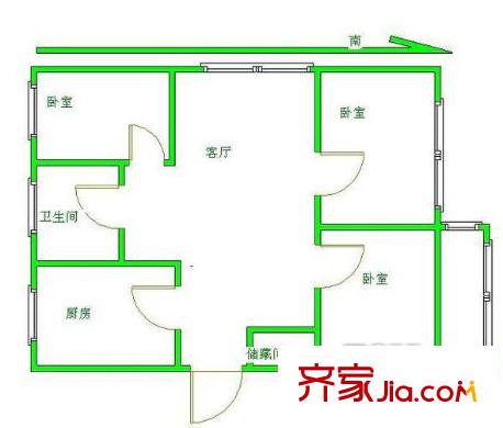 江畔人家戶型圖戶型圖 3室 3室1廳1衛(wèi)1廚