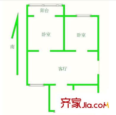 港寧園小區(qū)戶型圖 戶型圖 2室 