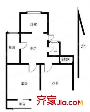 拓園戶型圖戶型圖 3室 3室1廳1衛(wèi)1廚