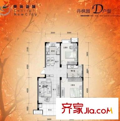 奧體新城丹楓園戶型圖戶型圖 2室 2室2廳1衛(wèi)1廚
