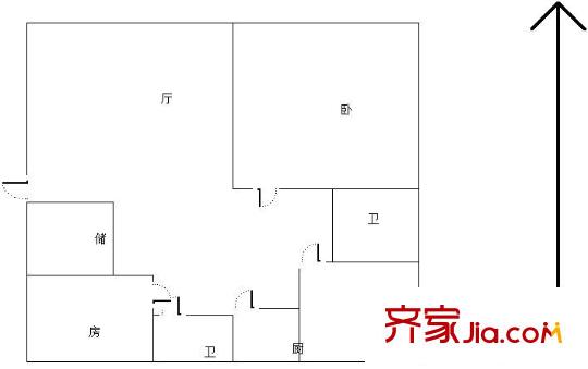 印湖山莊戶型圖戶型圖 3室 3室2廳2衛(wèi)1廚
