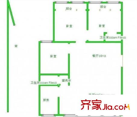 泰潤公寓戶型圖戶型圖 3室 3室1廳1衛(wèi)1廚