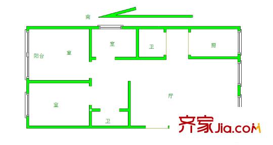 泰潤公寓戶型圖戶型圖 3室 3室2廳2衛(wèi)