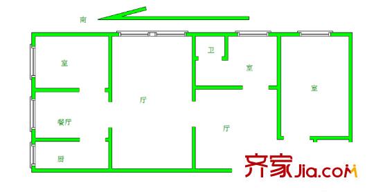 泰潤公寓戶型圖戶型圖 3室 3室2廳2衛(wèi)1廚