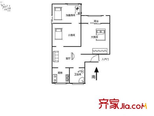 豆菜橋住宅戶型圖戶型圖 3室  3室1廳1衛(wèi)1廚