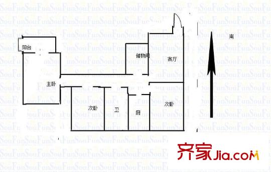 高教新村戶型圖戶型圖 3室 3室1廳1衛(wèi)1廚
