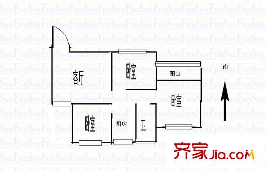 高教新村戶型圖戶型圖 3室 3室1廳1衛(wèi)1廚