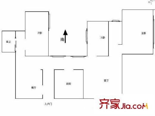 高教新村戶型圖戶型圖 3室 3室2廳1衛(wèi)1廚