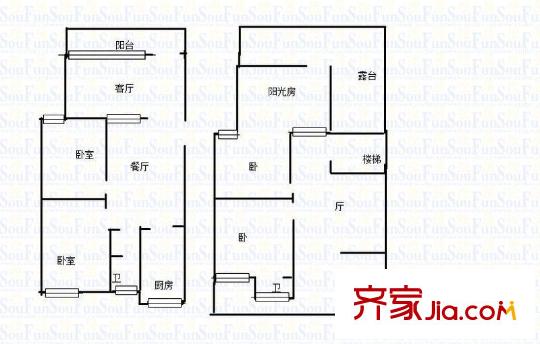 龍翔鳴翠苑戶型圖戶型圖 6室  6室3廳3衛(wèi)2廚