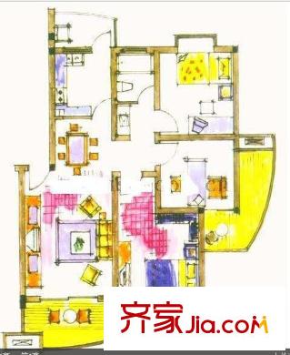 龍翔鳴翠苑戶型圖戶型圖 3室 3室1廳1衛(wèi)1廚