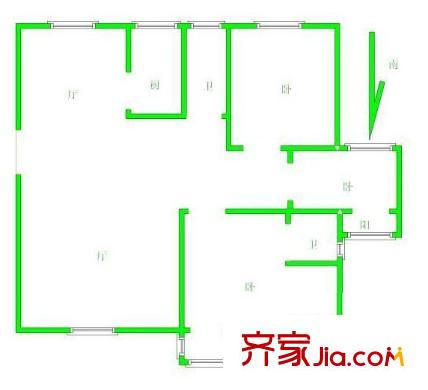 龍翔鳴翠苑戶型圖戶型圖 3室 3室2廳1衛(wèi)1廚