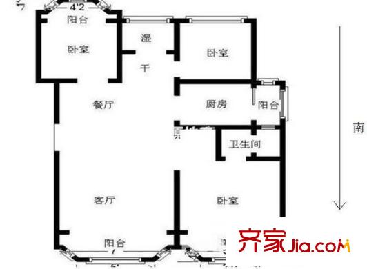 金虹花園戶型圖戶型圖 3室 3室2廳2衛(wèi)1廚
