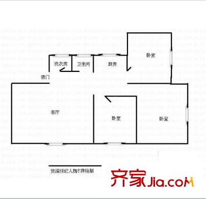 壹城戶型圖戶型圖 3室 3室1廳1衛(wèi)1廚