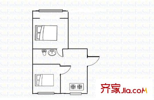 天津新村戶型圖戶型圖 2室 2室1廳1衛(wèi)1廚