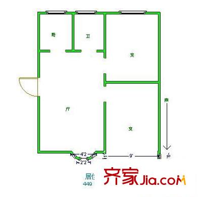 東景花園戶型圖戶型圖 2室 2室1廳1衛(wèi)1廚