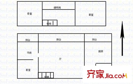 圣淘沙花城戶型圖戶型圖 3室 3室1廳1衛(wèi)1廚