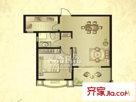 景祥佳園戶型圖戶型圖 1室  1室2廳1衛(wèi)1廚