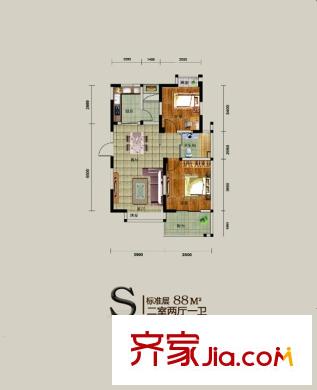 中北品尚戶型圖戶型圖 2室 2室2廳2衛(wèi)