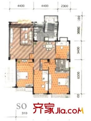 月安花園戶型圖戶型圖 4室 4室2廳2衛(wèi)
