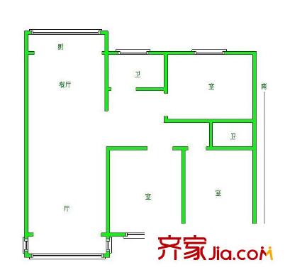 月安花園戶型圖戶型圖 3室 3室2廳1衛(wèi)1廚