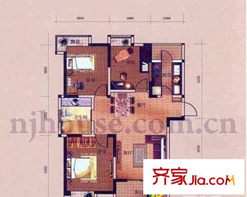 中北品尚戶型圖 戶型圖 3室 3室2廳1衛(wèi)1廚