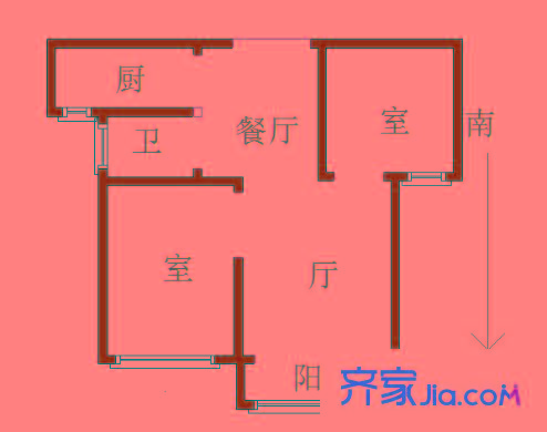 中北品尚戶型圖戶型圖 2室 2室1廳1衛(wèi)1廚
